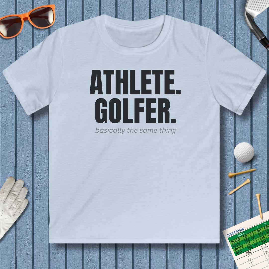 Athlete. Golfer. Basically the Same Thing - Youth Golf T-Shirt in Light Blue