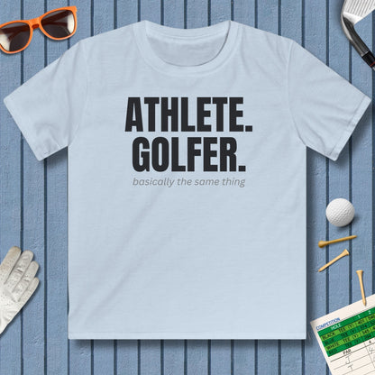 Athlete. Golfer. Basically the Same Thing - Youth Golf T-Shirt in Light Blue