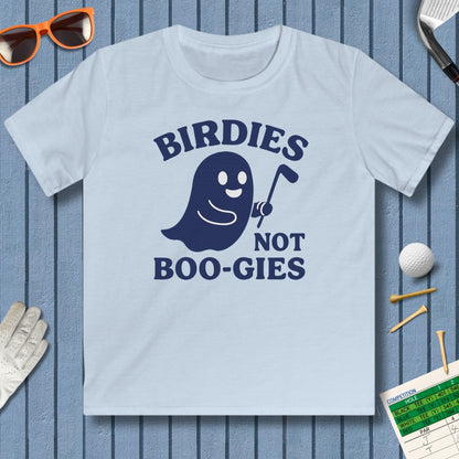 Birdies not BOO-GIES - Youth Golf T-Shirt in Light Blue