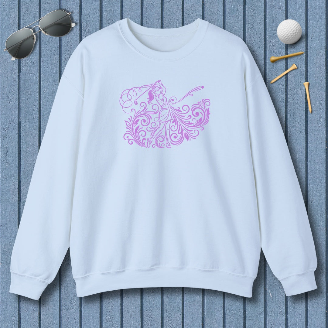 GRACE IN MOTION - Women's Golf Swirl Art - Adult Golf Sweatshirt in Light Blue
