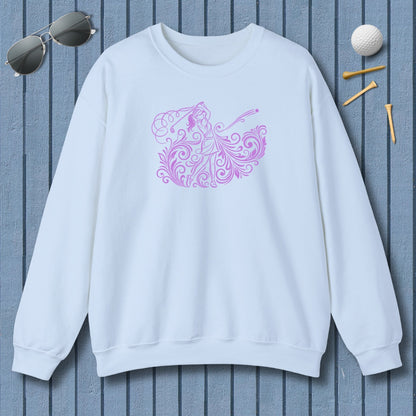 GRACE IN MOTION - Women's Golf Swirl Art - Adult Golf Sweatshirt in Light Blue