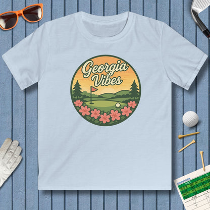 Golf Vibes - Georgia Azalea Edition - Youth Golf T-Shirt in Light Blue