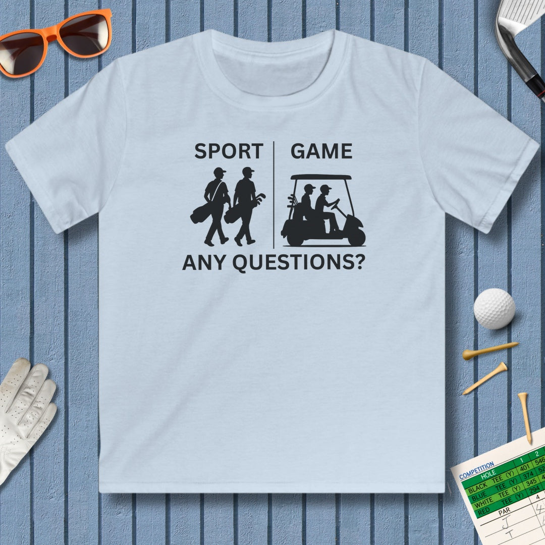 SPORT vs. GAME (Male) - Youth Golf T-Shirt in Light Blue
