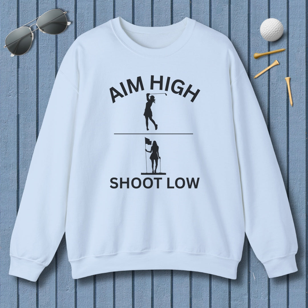 Aim High - Shoot Low (Female) - Adult Golf Sweatshirt in Light Blue