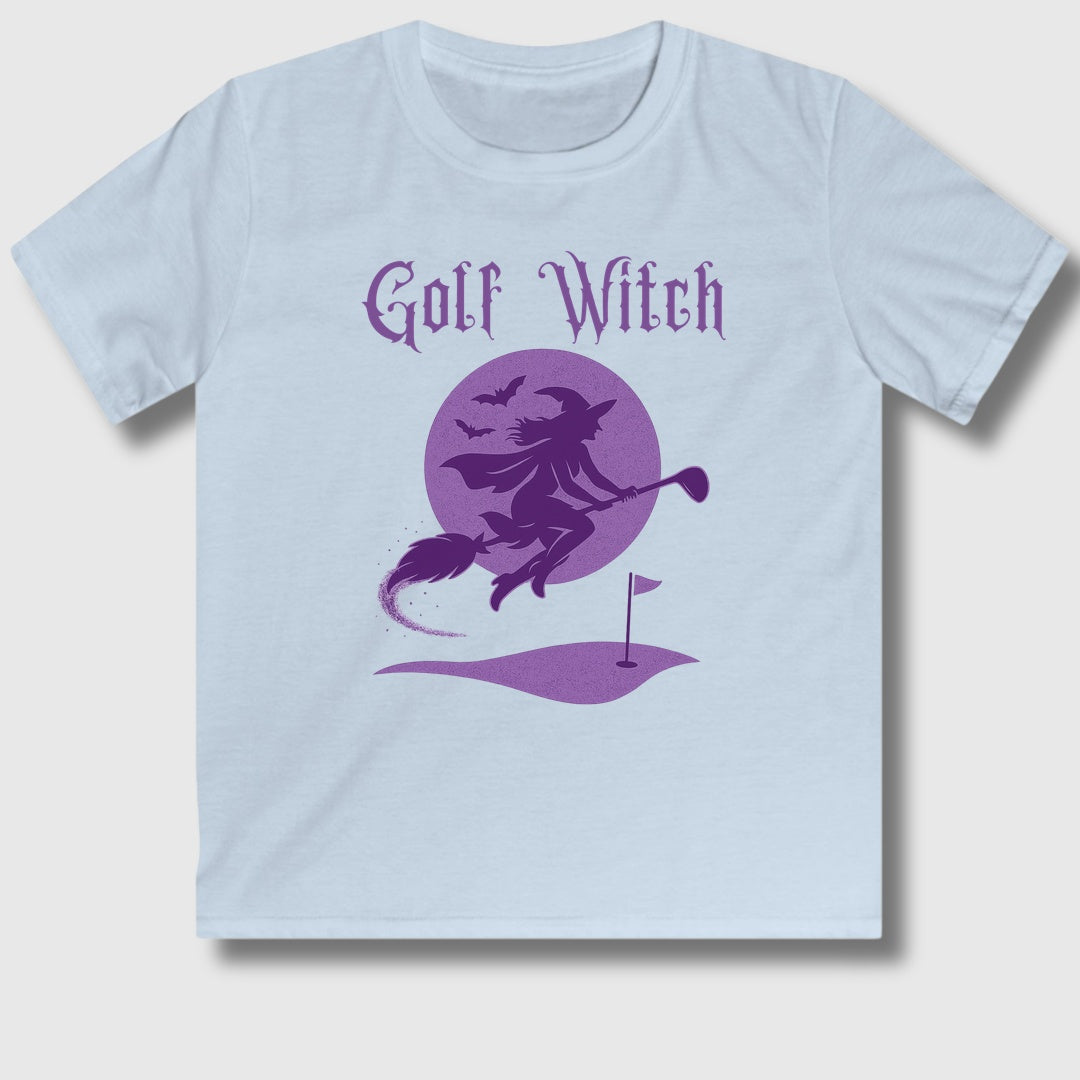 Golf Witch - Youth Golf T-Shirt in Light Blue