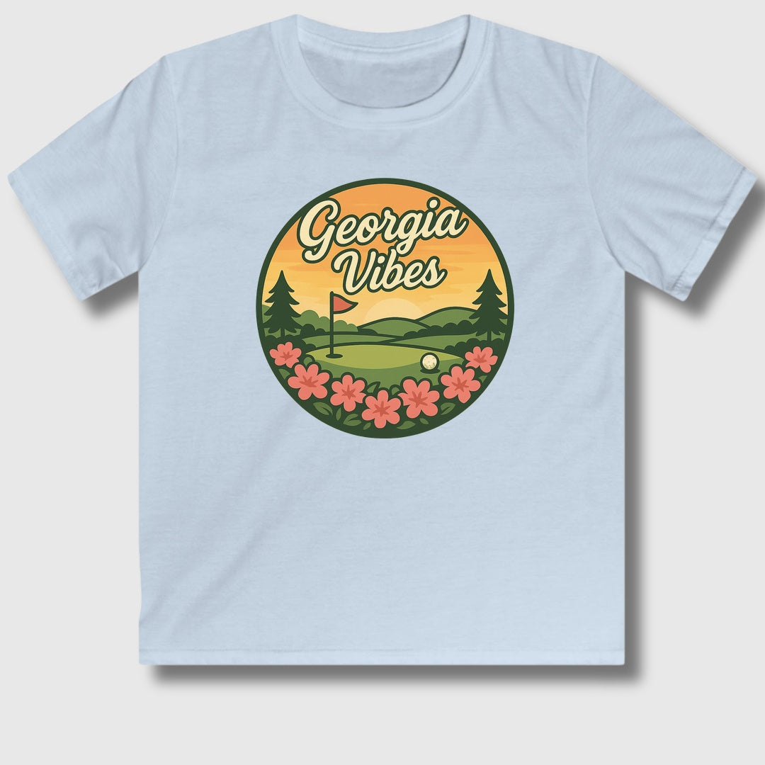Golf Vibes - Georgia Azalea Edition - Youth Golf T-Shirt in Light Blue