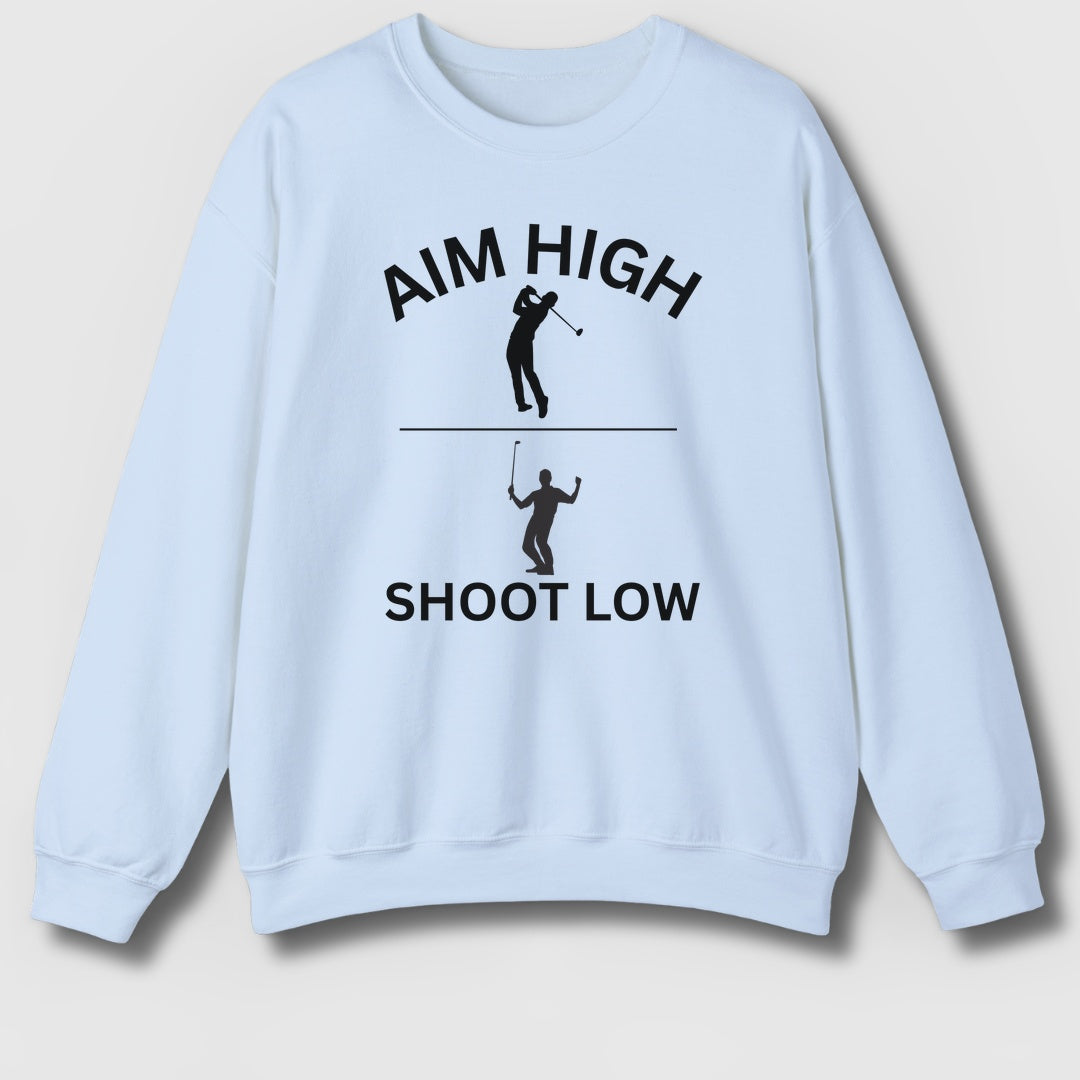 Aim High - Shoot Low (Male) - Adult Golf Sweatshirt in Light Blue