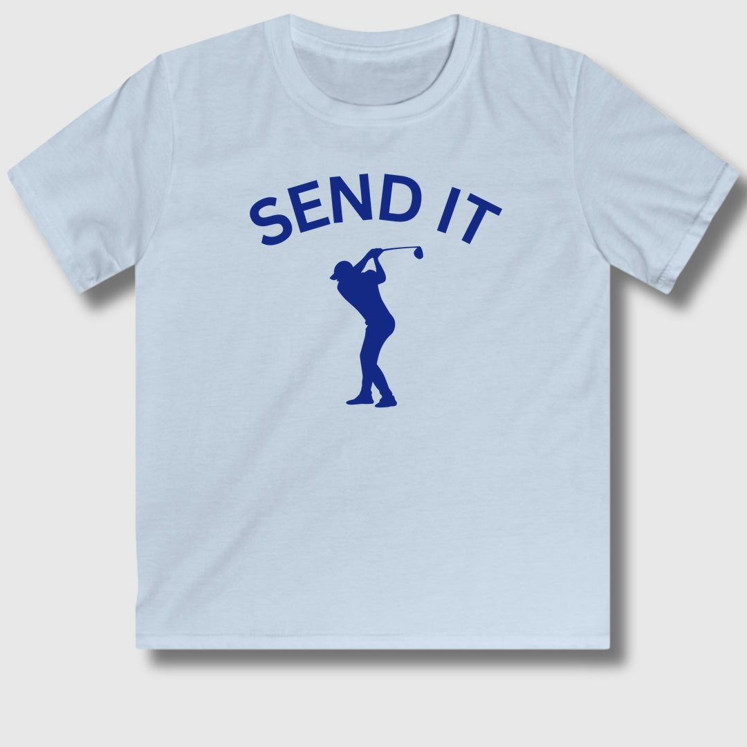 SEND IT (Male) - Youth Golf T-Shirt in Light Blue