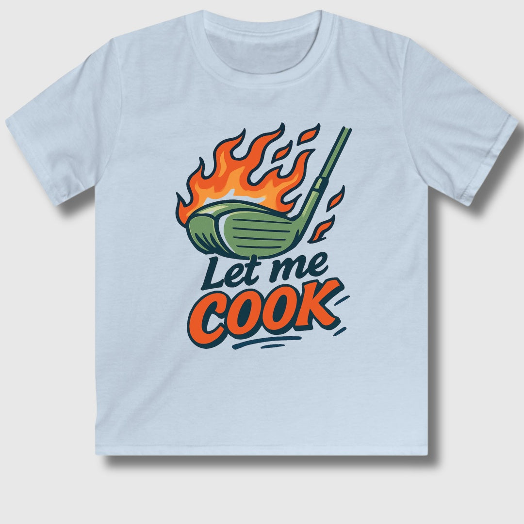 Let Me Cook - Youth Golf T-Shirt in Light Blue