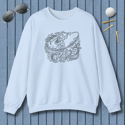 EVERY SWING TELLS A STORY - Women's Golf Vine Art - Adult Golf Sweatshirt in Light Blue