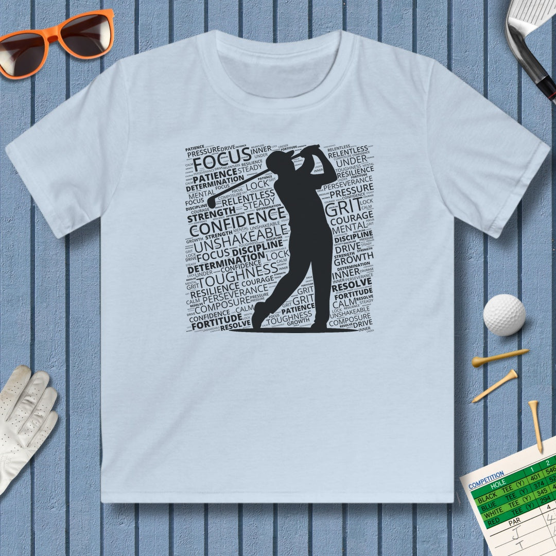Unleash Your Mental Game (Male) - Youth Golf T-Shirt in Light Blue
