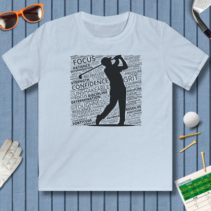 Unleash Your Mental Game (Male) - Youth Golf T-Shirt in Light Blue
