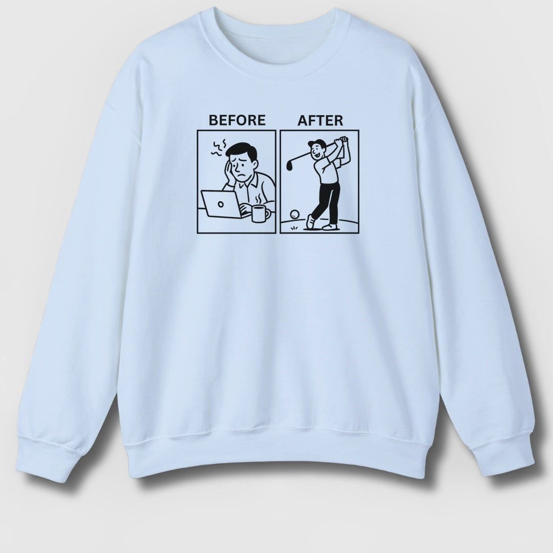 Before & After - Adult Golf Sweatshirt in Light Blue