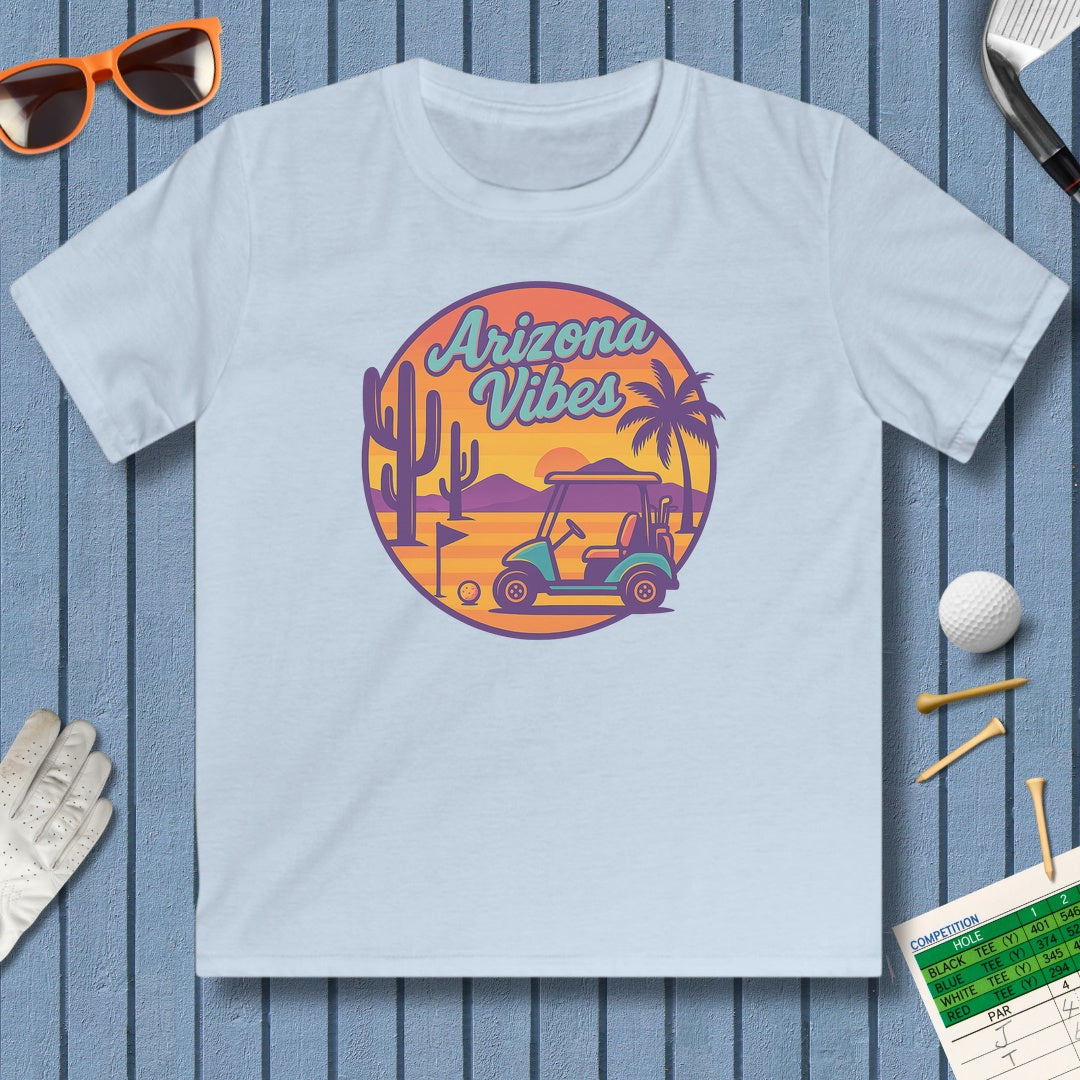 Golf Vibes - Arizona - Desert Edition Golf Destination - Youth Golf T-Shirt in Light Blue