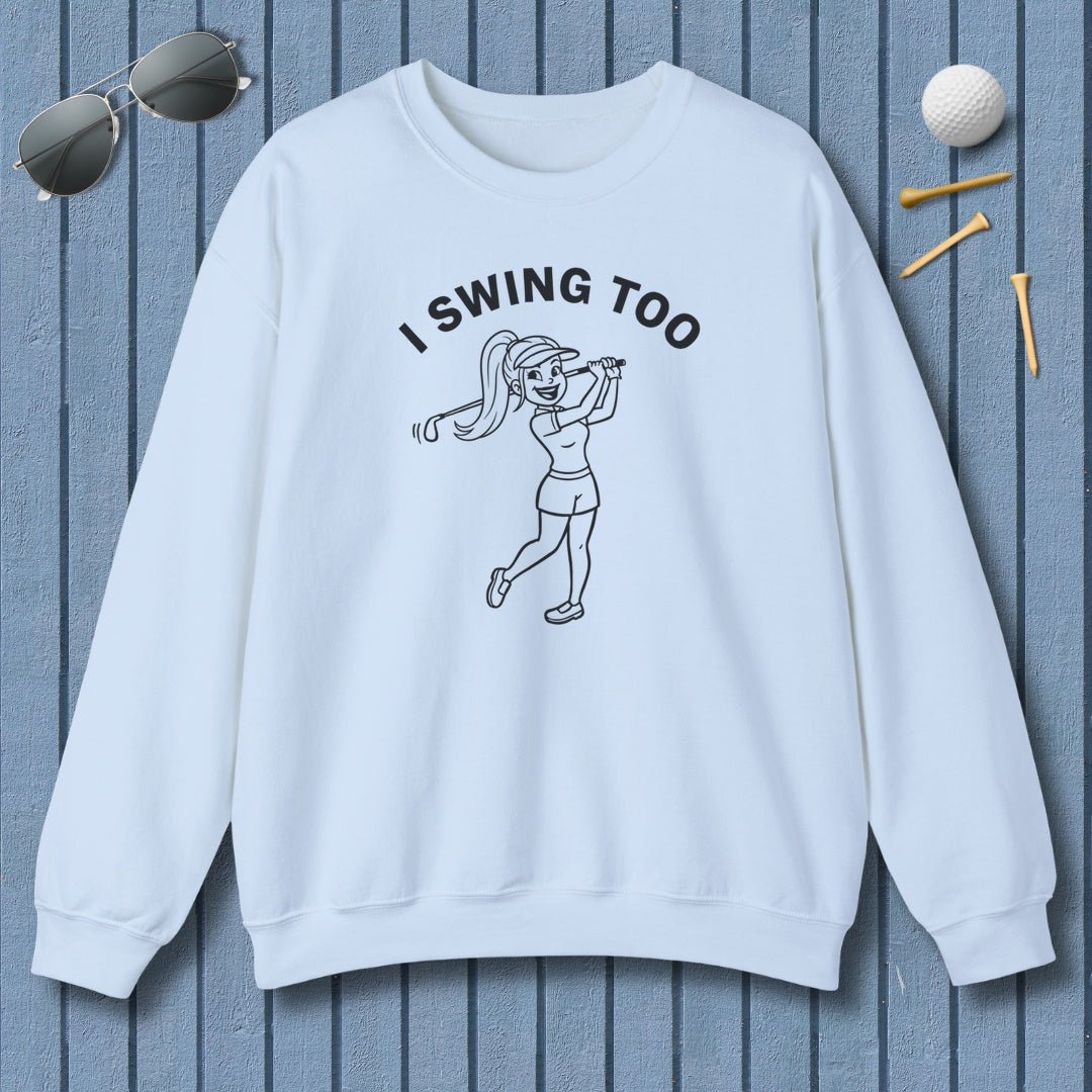 Retro I SWING TOO  - Adult Golf Sweatshirt in Light Blue