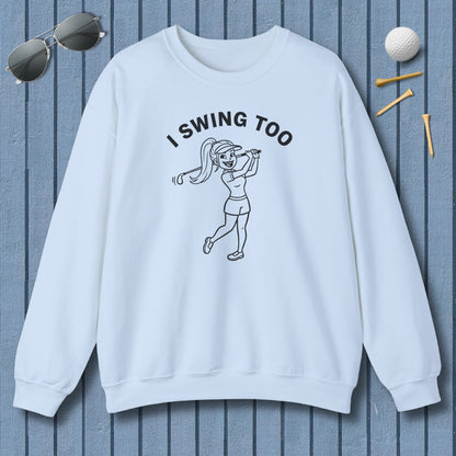 Retro I SWING TOO  - Adult Golf Sweatshirt in Light Blue