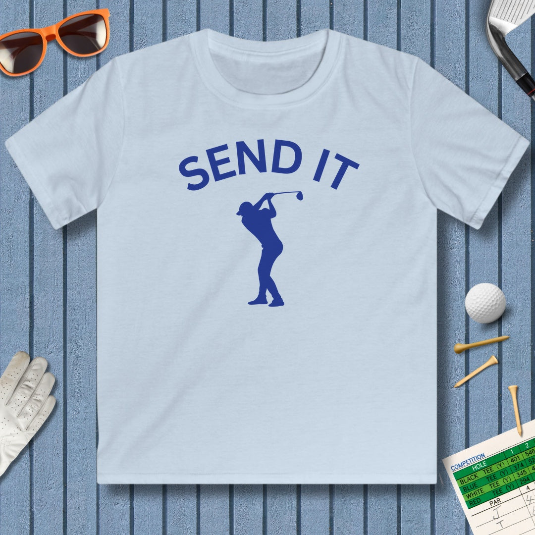 SEND IT (Male) - Youth Golf T-Shirt in Light Blue
