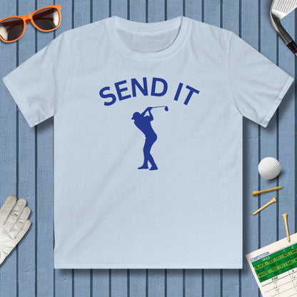 SEND IT (Male) - Youth Golf T-Shirt in Light Blue
