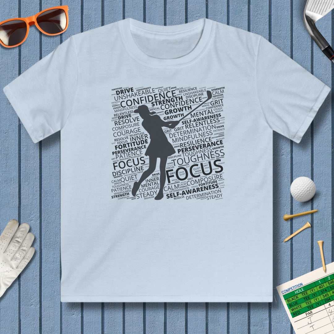 Unleash Your Mental Game (Female) - Youth Golf T-Shirt in Light Blue