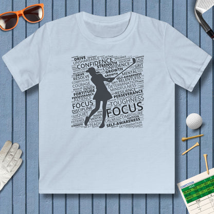 Unleash Your Mental Game (Female) - Youth Golf T-Shirt in Light Blue