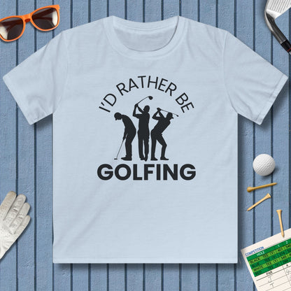 I'd Rather Be Golfing - Youth Golf T-Shirt in Light Blue