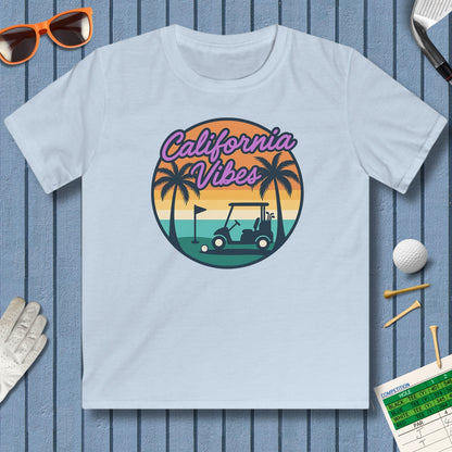 Golf Vibes - California Coast Edition - Youth Golf T-Shirt in Light Blue