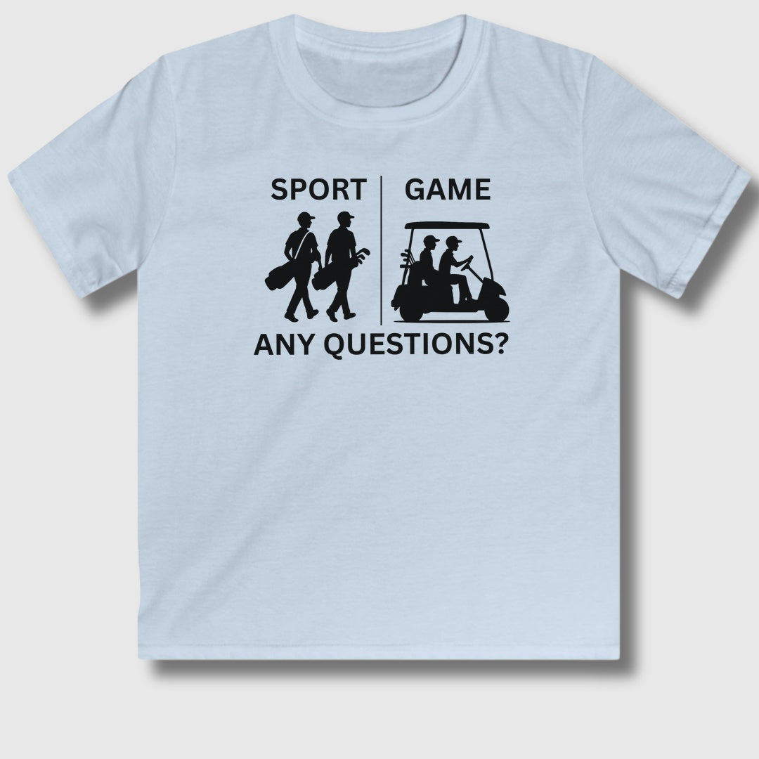 SPORT vs. GAME (Male) - Youth Golf T-Shirt in Light Blue
