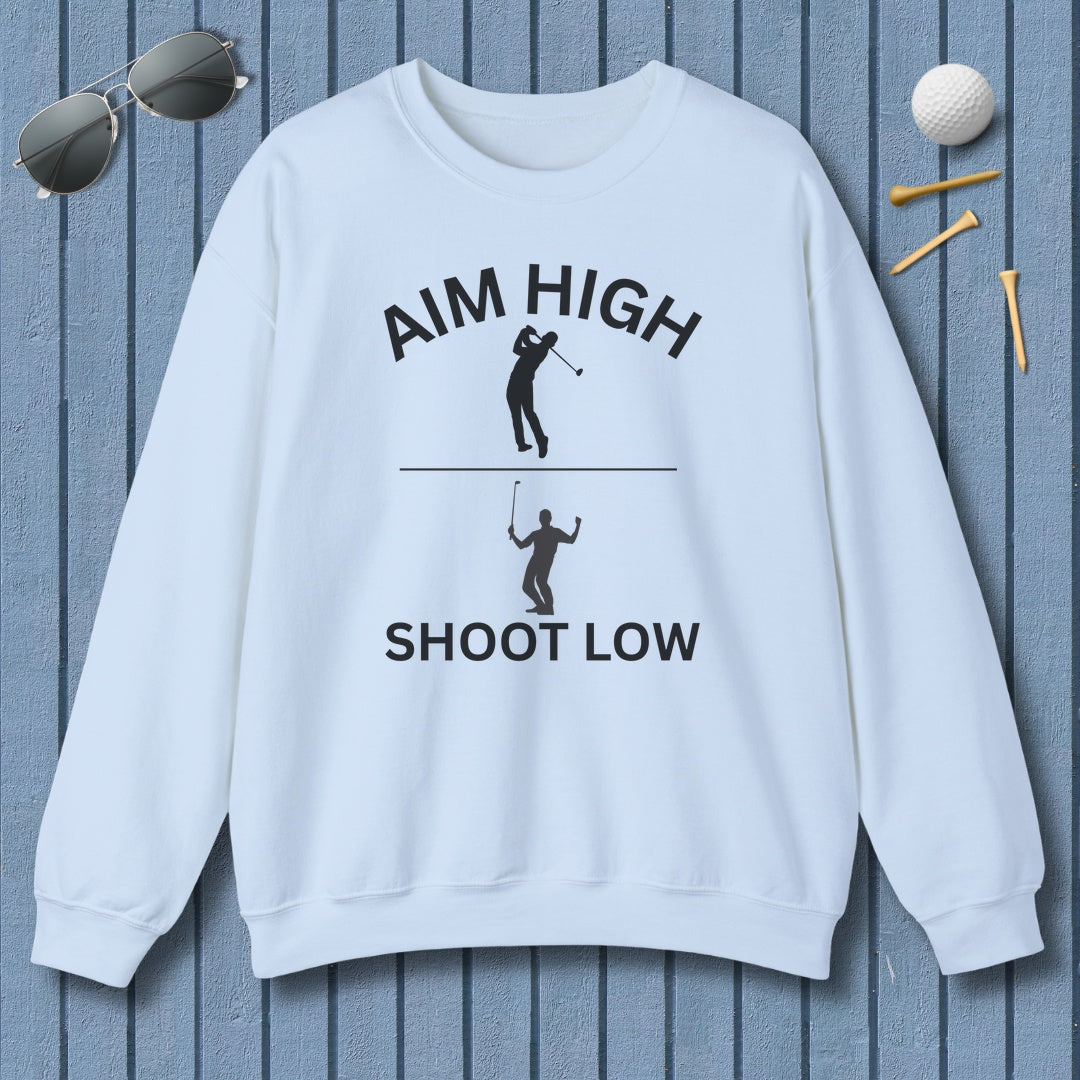Aim High - Shoot Low (Male) - Adult Golf Sweatshirt in Light Blue