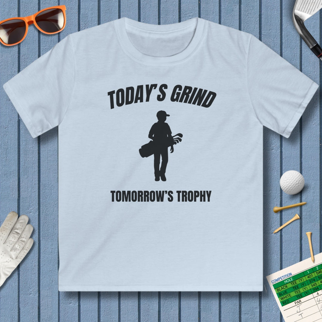 Today's Grind - Tomorrow's Trophy (male) - Youth Golf T-Shirt in Light Blue