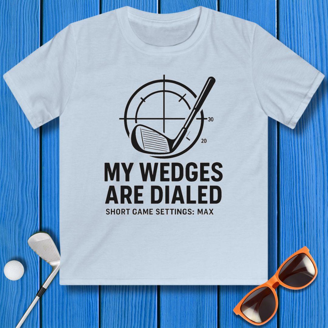My Wedges are Dialed - Youth T-shirt in Light Blue, great for casual wear. Find more fun golf focused products at oneforetheages.com