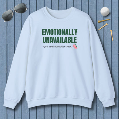 Emotionally Unavailable - Adult Golf Sweatshirt in Light Blue