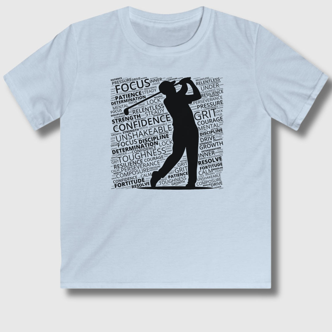 Unleash Your Mental Game (Male) - Youth Golf T-Shirt in Light Blue