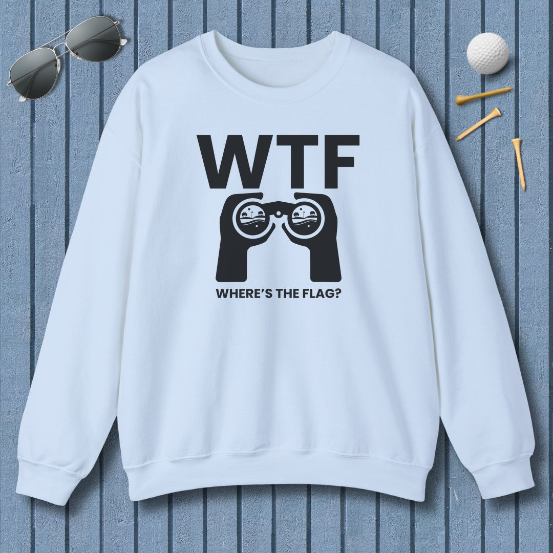WTF - Where's the Flag - Adult Golf Sweatshirt in Light Blue
