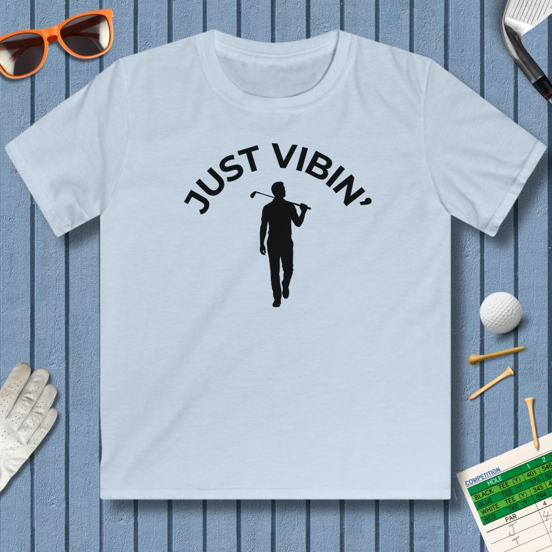 Just Vibin' - Boys - Youth Golf T-Shirt in Light Blue