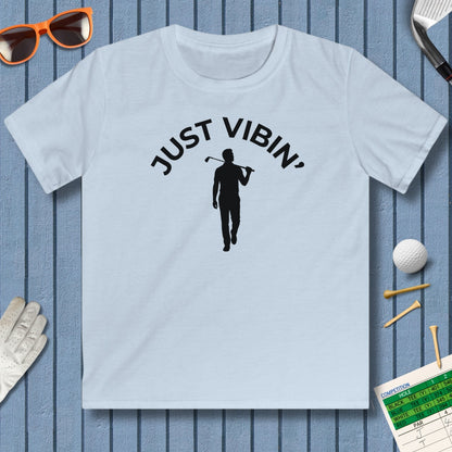 Just Vibin' - Boys - Youth Golf T-Shirt in Light Blue