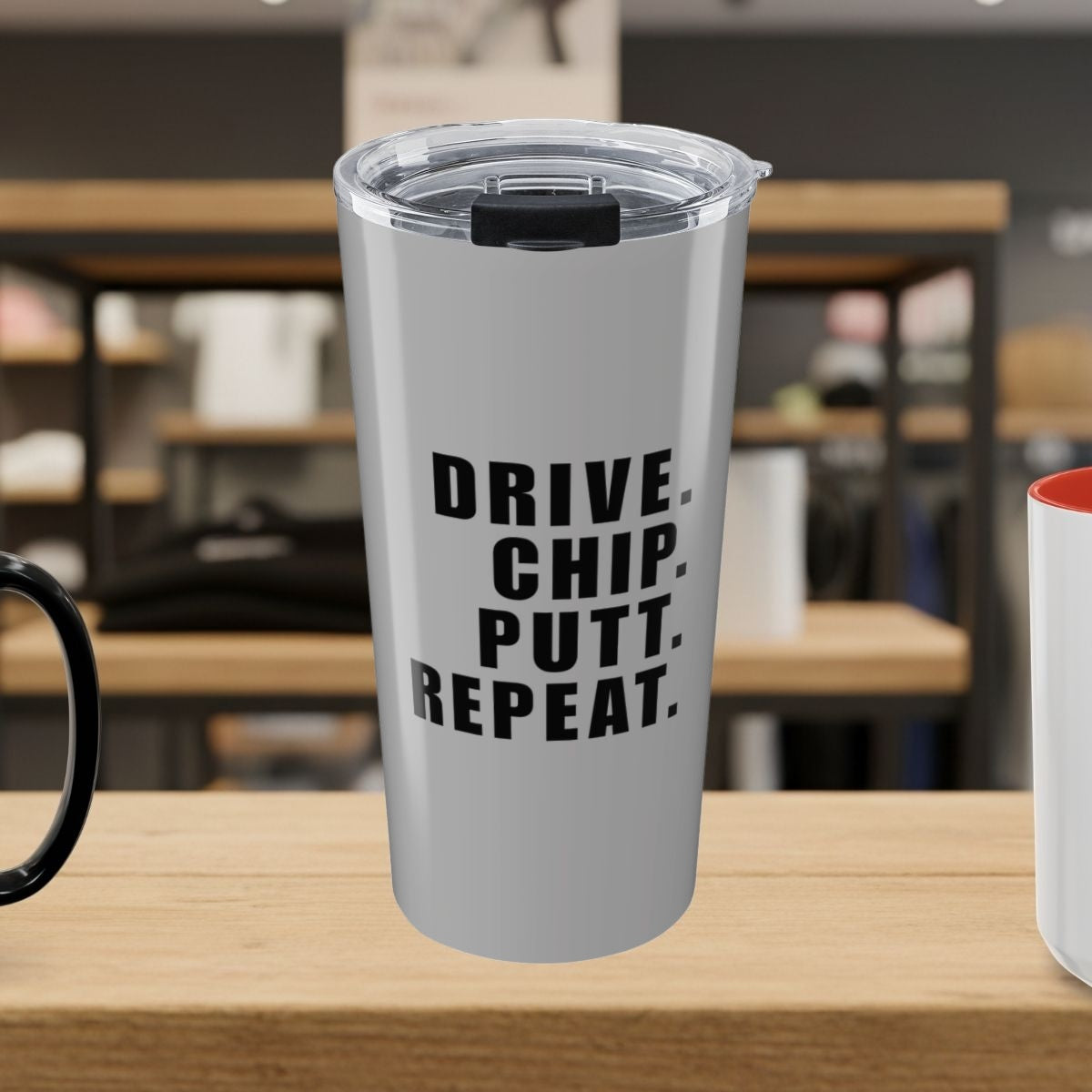 DRIVE CHIP PUTT REPEAT - 20oz Tumbler in Light Grey