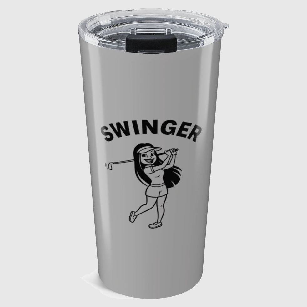 Retro Swinger Women's Golf T-Shirt - 20oz Tumbler in Light Grey