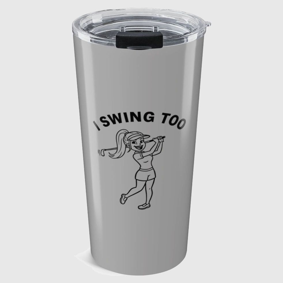 Retro I SWING TOO Women's Golf T-Shirt - 20oz Tumbler in Light Grey