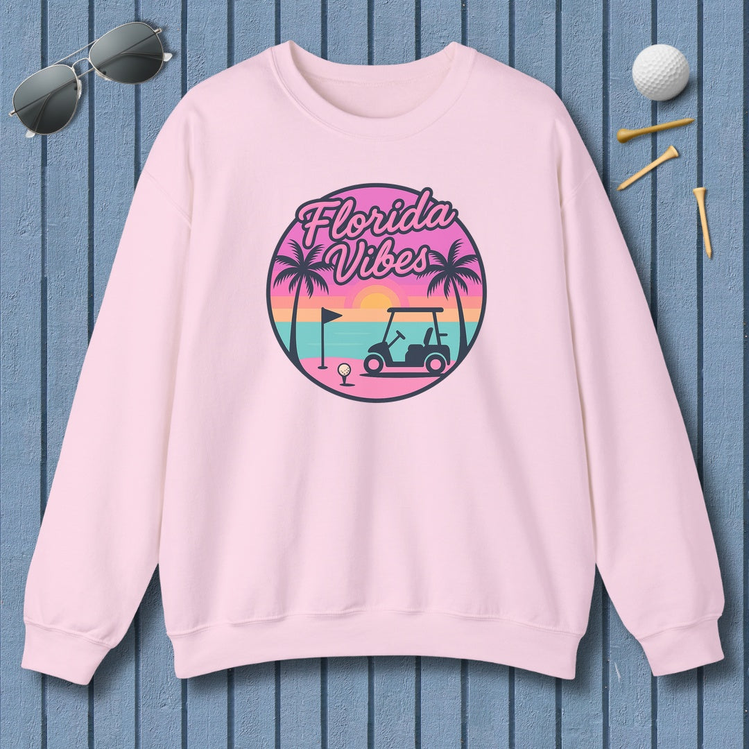 Golf Vibes - Florida Sunshine Edition - Adult Golf Sweatshirt in Light Pink
