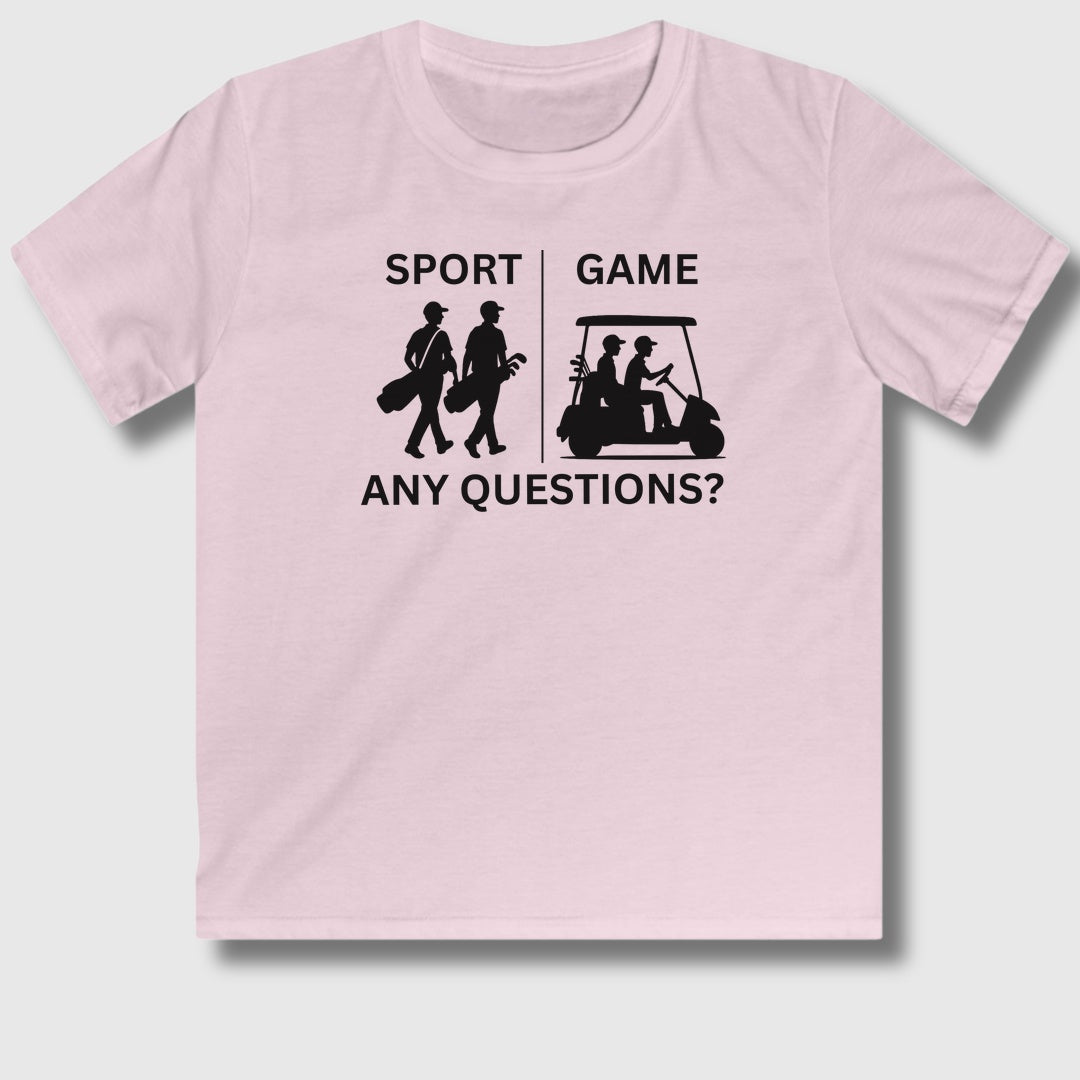 SPORT vs. GAME (Male) - Youth Golf T-Shirt in Light Pink