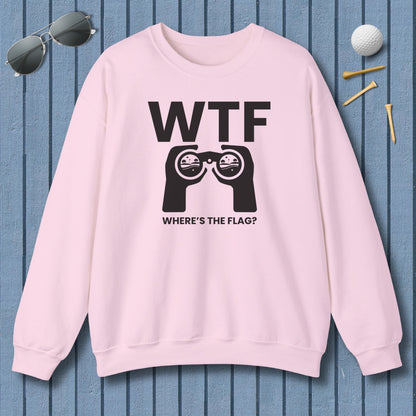 WTF - Where's the Flag - Adult Golf Sweatshirt in Light Pink