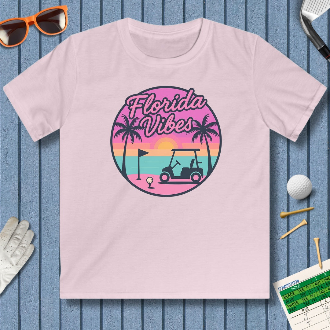 Golf Vibes - Florida Sunshine Edition - Youth Golf T-Shirt in Light Pink