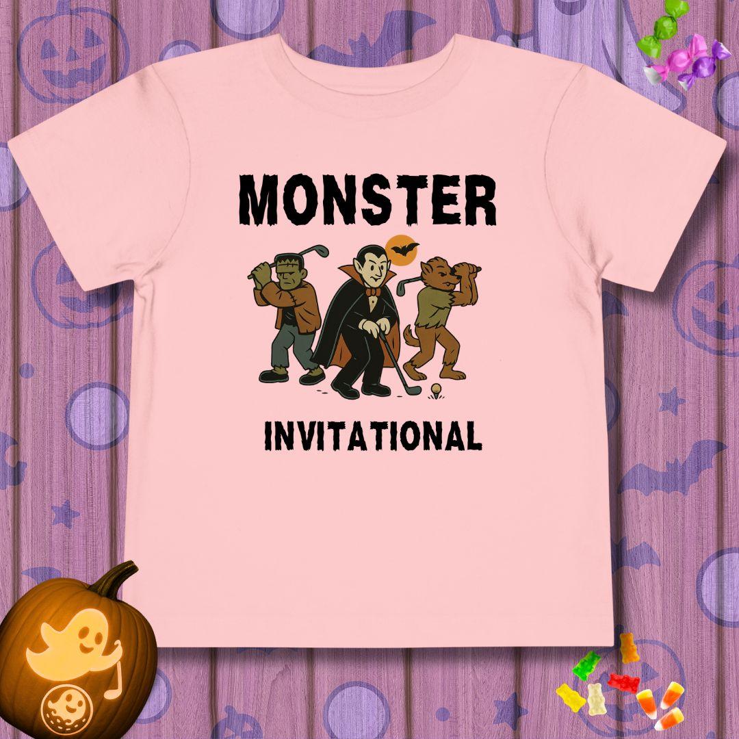 Monster Invitational - Toddler Halloween T-shirt in Pink, great for casual wear. Find more fun golf focused products at oneforetheages.com
