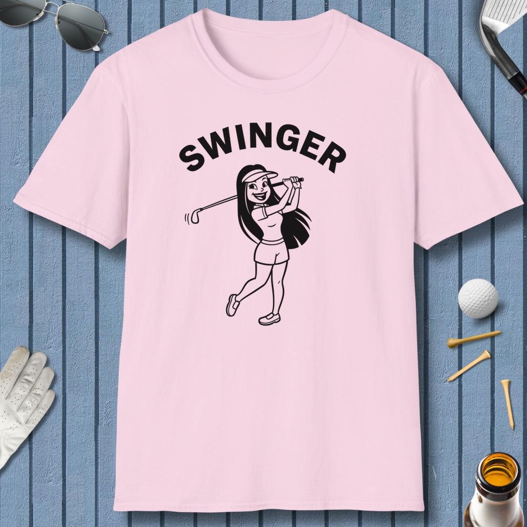 Retro Swinger Women's - Adult Golf T-Shirt in Light Pink