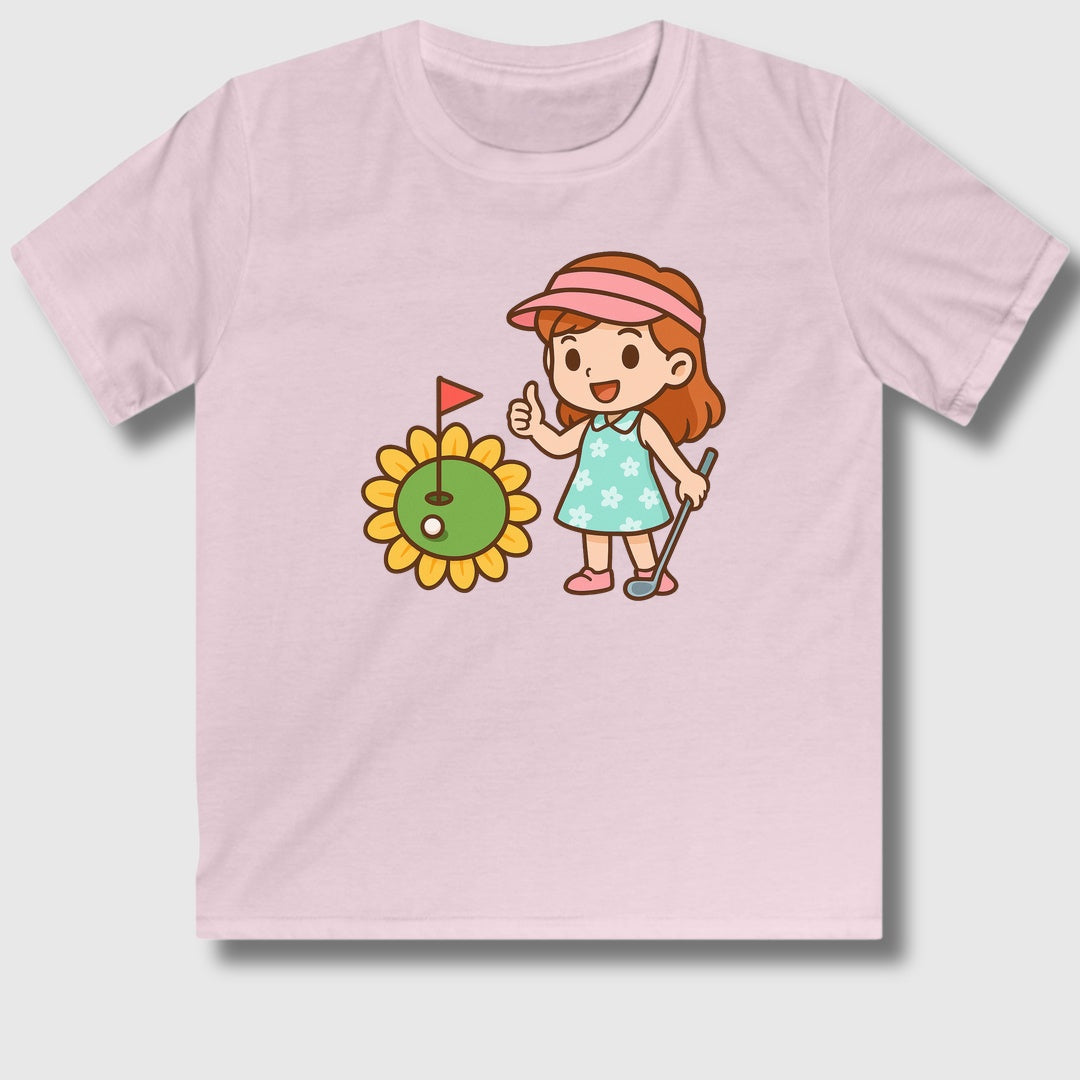 Sunflower Green - Youth Golf T-Shirt in Light Pink