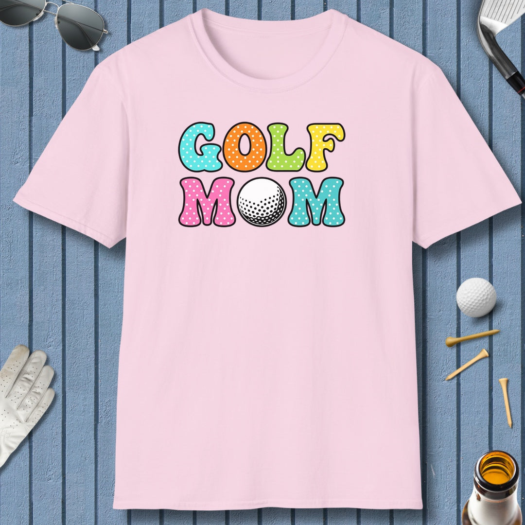 BUBBLY GOLF MOM, Polka Dot Pop - Adult Golf T-Shirt in Light Pink