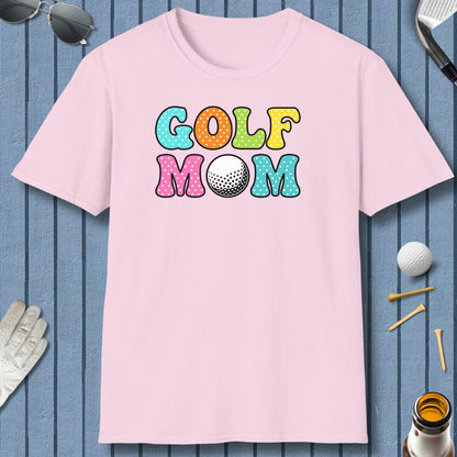 BUBBLY GOLF MOM, Polka Dot Pop - Adult Golf T-Shirt in Light Pink