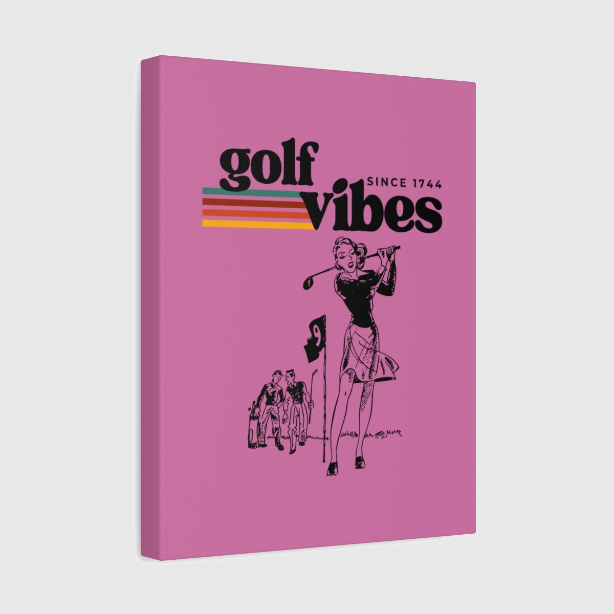 Golf Vibes Retro - Canvas Wall Art - Light Pink - 11×14 - front