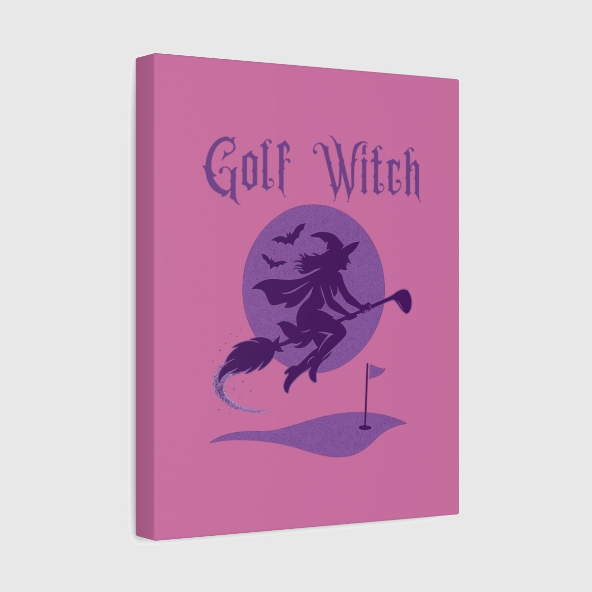 Golf Witch - Canvas Wall Art - Light Pink - 11×14 - front