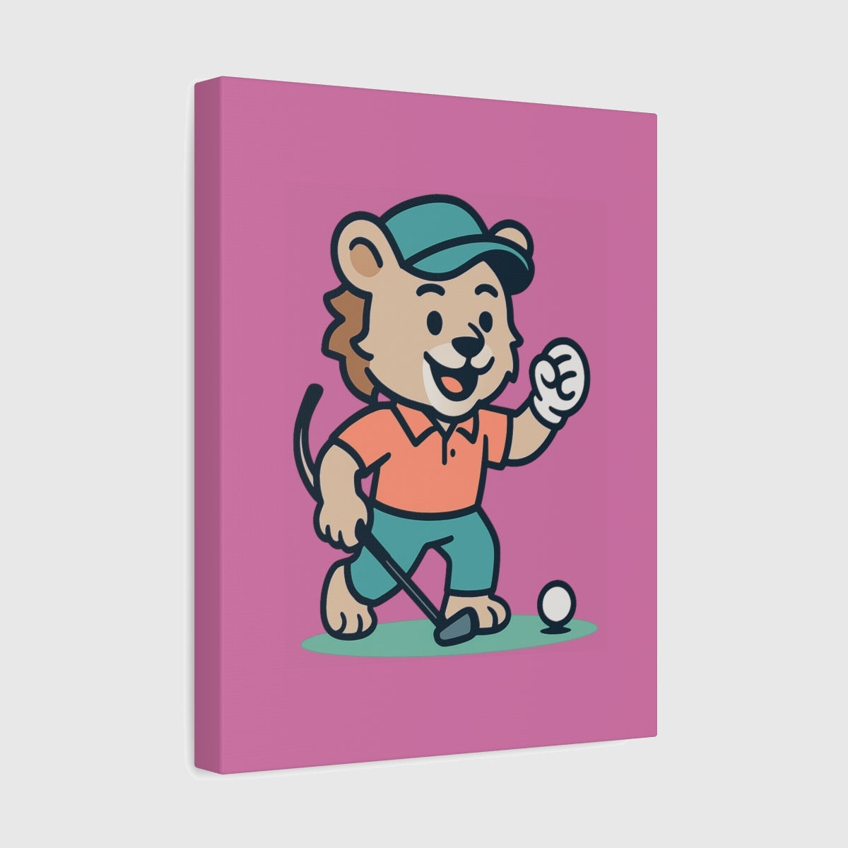 Fist Pumping Lion - Canvas Wall Art - Light Pink - 11×14 - front